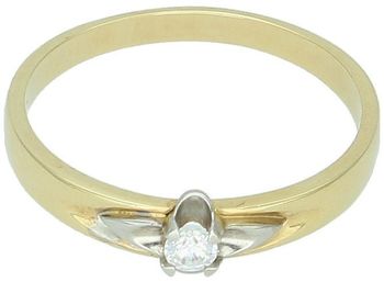 Złoty pierścionek damski z cyrkonią, próba 585. Model DIA-PRS-7995-585, waga 2,13 g, szerokość górna 5 mm, dolna szyna 2 mm. Elegancki i ponadczasowy wybór.1.jpg