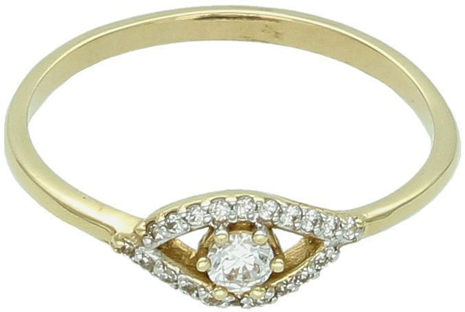 Złoty pierścionek damski DIA-PRS-8003-585 z cyrkonią. Próba 585, waga 1,45 g, rozmiar 17. Subtelna ozdoba 1,0 × 6 mm. Gwarancja i opakowanie w zestawie. Idealny na prezent.1.jpg