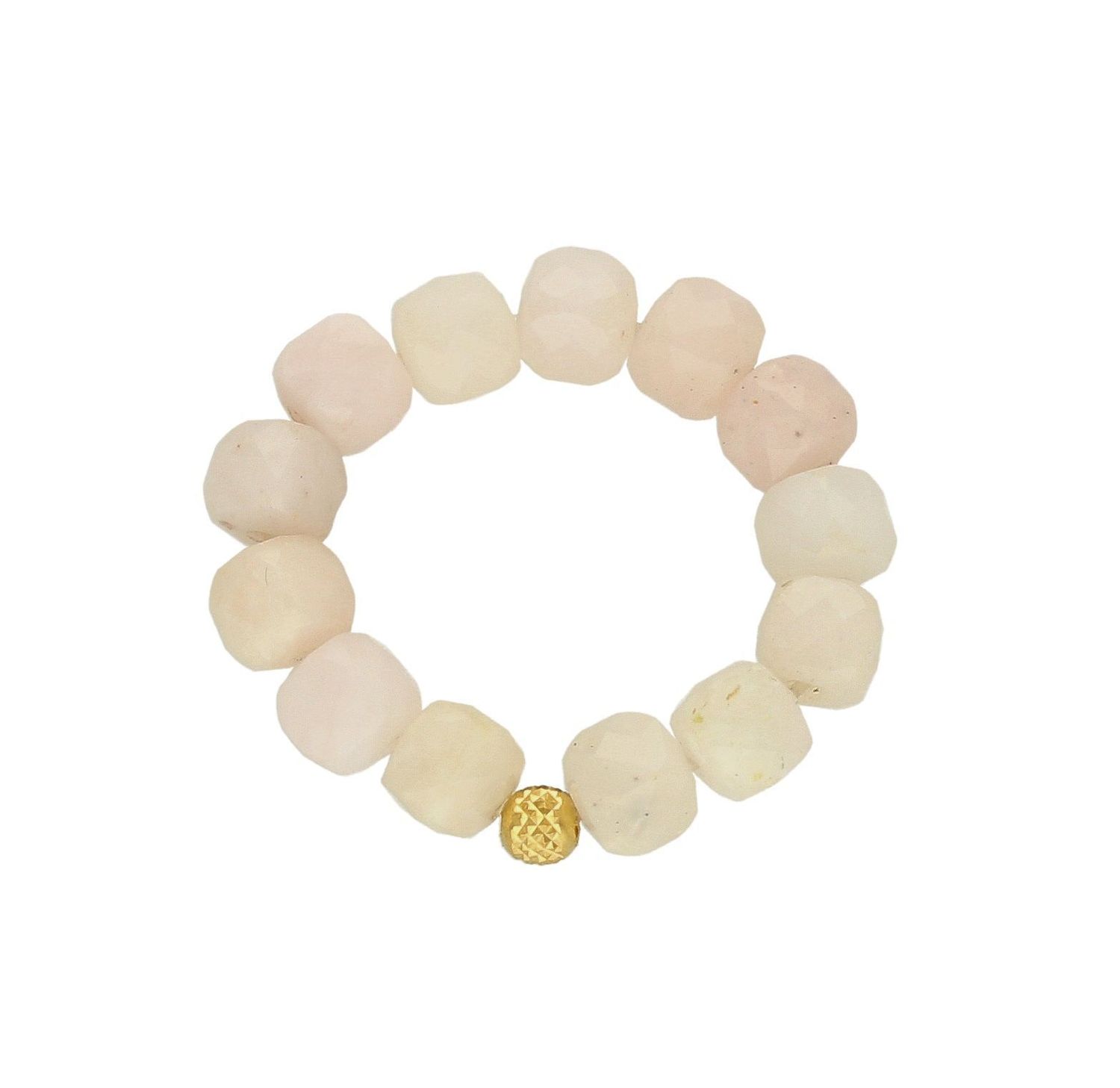 Pierścionek damski złoty 585 z kamieniem różowy opal DIA-PRS-8172-585.  Modny pierścionek z ozdobnych kuleczek na gumce to intrygująca biżuteria która spodoba się niezależnej, odważnej kobiecie, kochającej wyraziste dodatki,.jpg