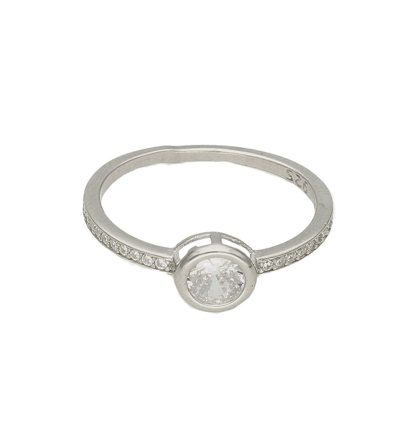 Srebrny pierścionek delikatny z okrągłą cyrkonią  DIA-PRS-8569-925.  Klasyczny srebrny pierścionek to dodatek, który sprawdzi się w każdej stylizacji, dlatego każda kobieta powinna mieć go w swojej kolekcji. 5.jpg