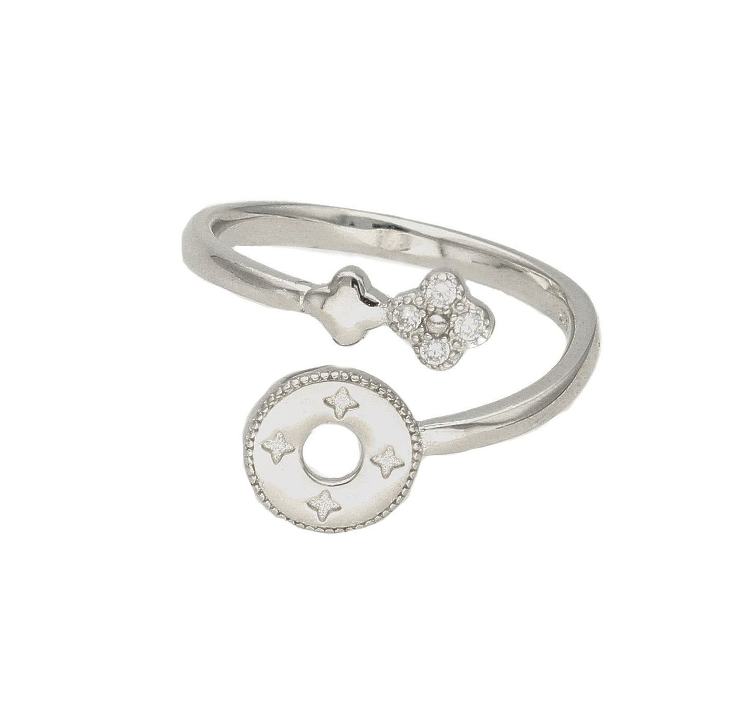 Srebrny pierścionek damski Lilu koniczynka w kółeczku DIA-PRS-8571-925. Klasyczny srebrny pierścionek to dodatek, który sprawdzi się w każdej stylizacji, dlatego każda kobieta powinna mieć go w swojej kolekcji. 2.jpg