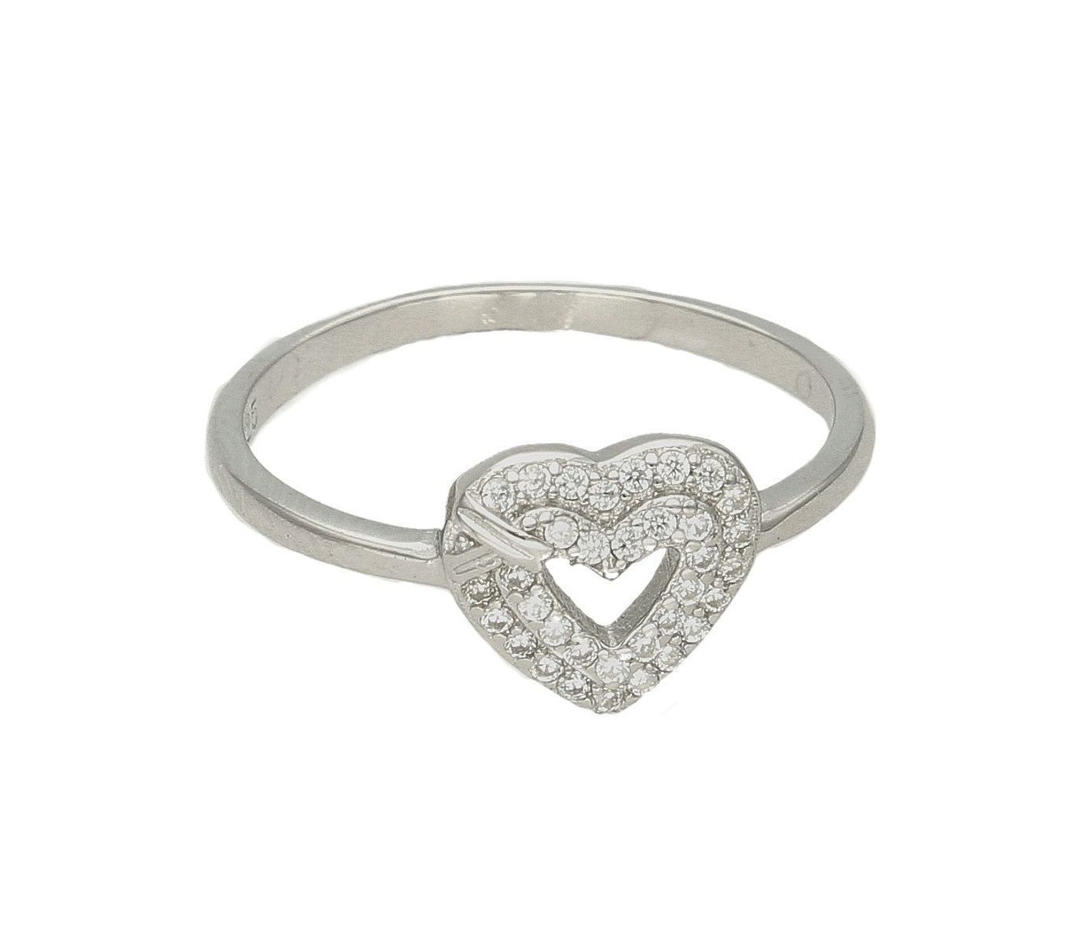 Srebrny pierścionek serce wysadzone cyrkoniami DIA-PRS-8573-925. Klasyczny srebrny pierścionek to dodatek, który sprawdzi się w każdej stylizacji, dlatego każda kobieta powinna mieć go w swojej kolekcji. Ten urokliwy pierści (3).jpg