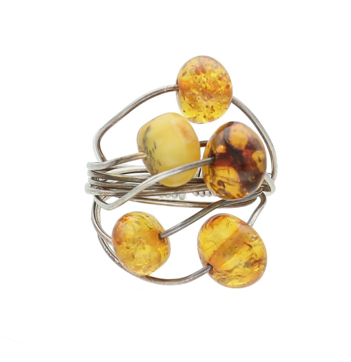 Srebrny pierścionek damski 925 z kamieniami bursztynu rozmiar 12 DIA-PRS-8616-925.jpg