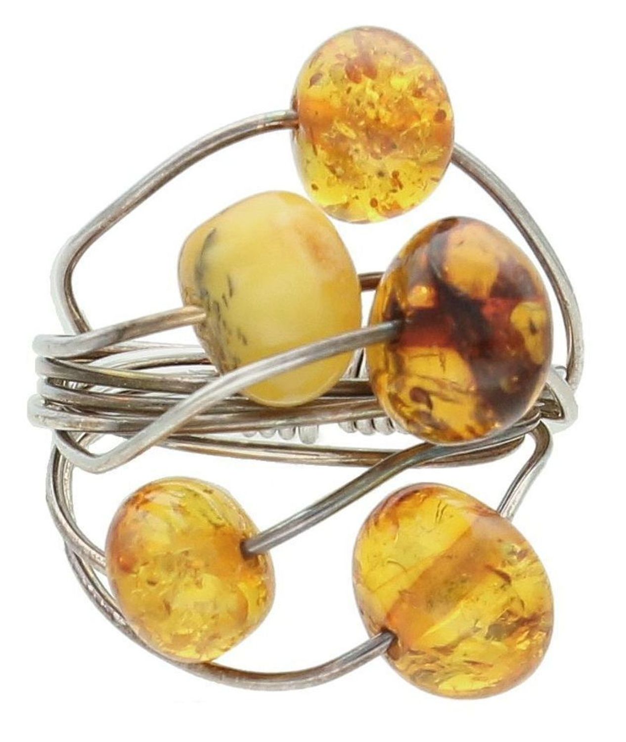 Srebrny pierścionek damski 925 z kamieniami bursztynu rozmiar 12 DIA-PRS-8616-925.jpg