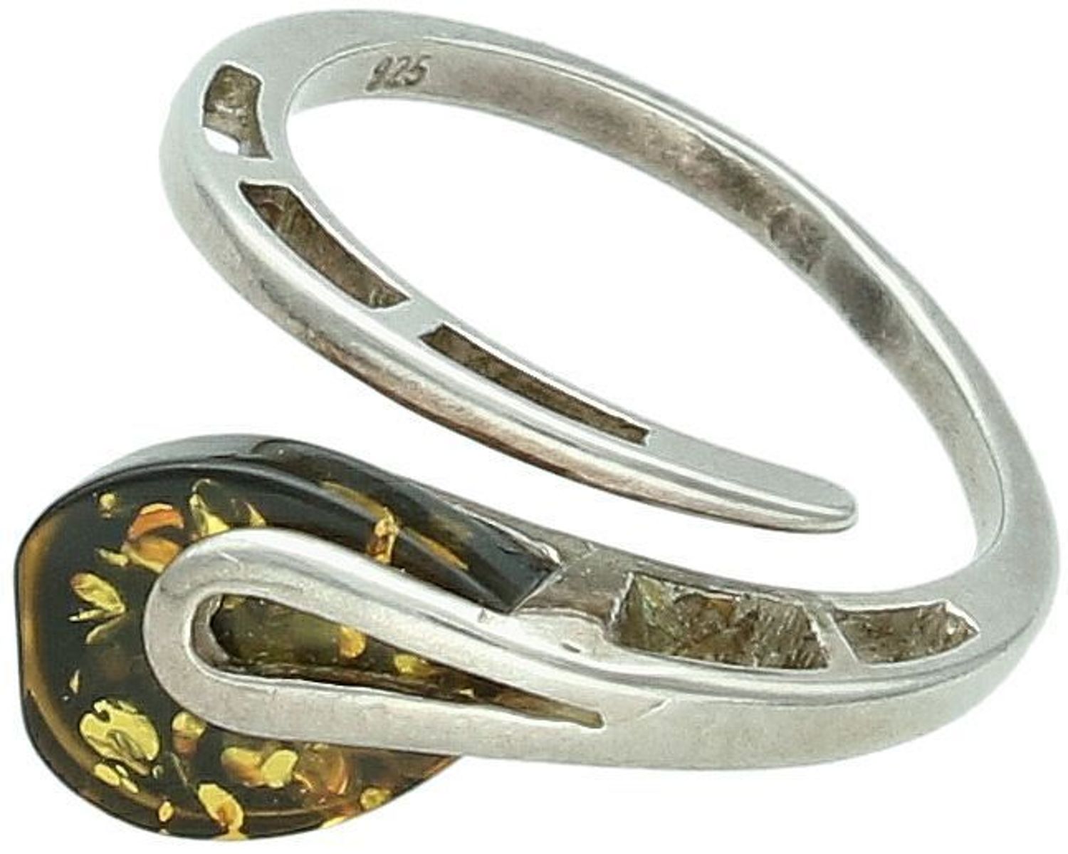 Otwarty Srebrny Pierścionek z Zielonym Bursztynem Próba 925 rozmiar 13, DIA-PRS-8617-925.jpg