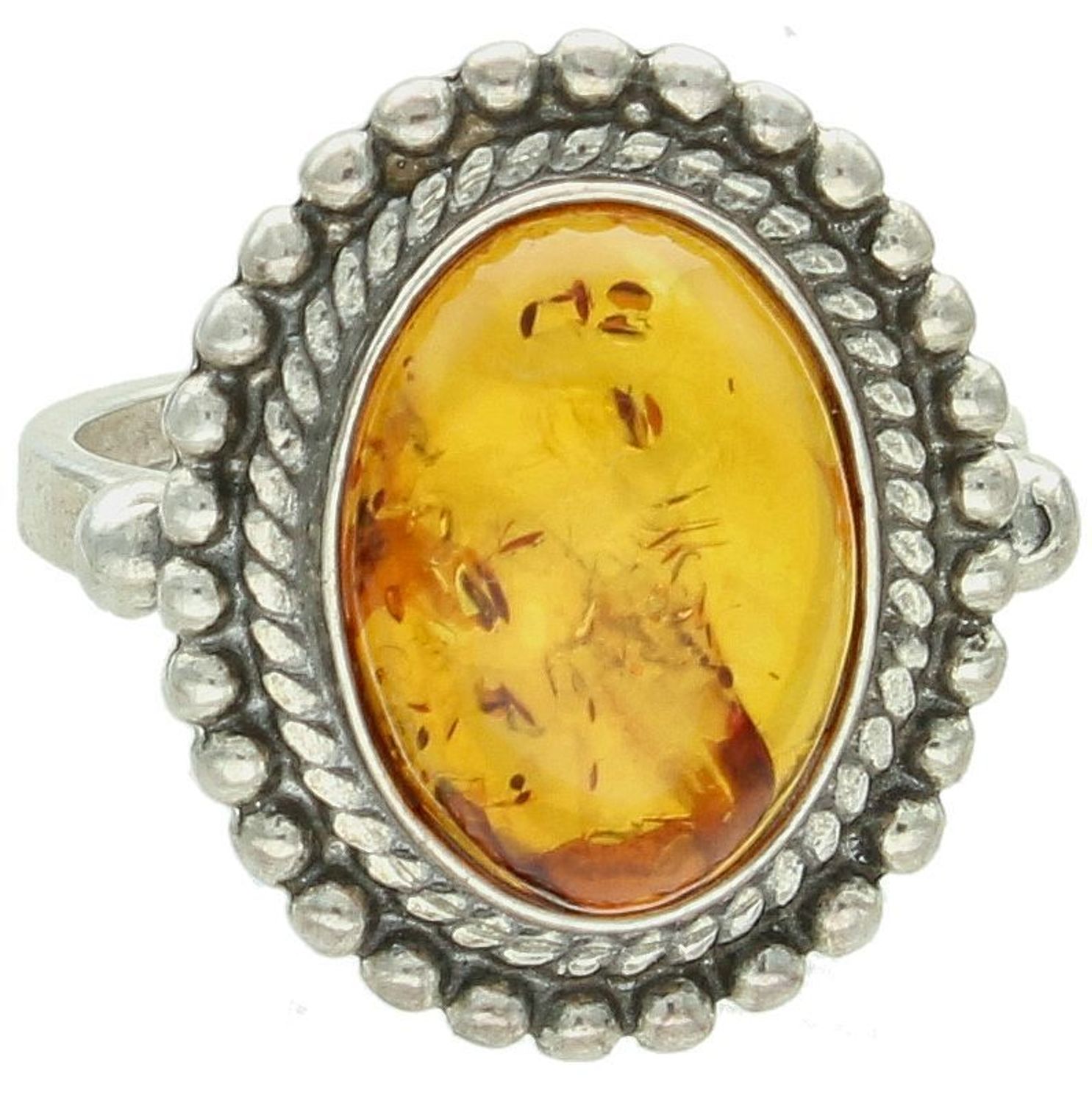 Pierścionek bursztyn owalny próba 925, DIA-PRS-8620-925 Srebrny pierścionek wykonany z najwyższej jakości srebra o prostej formie..jpg