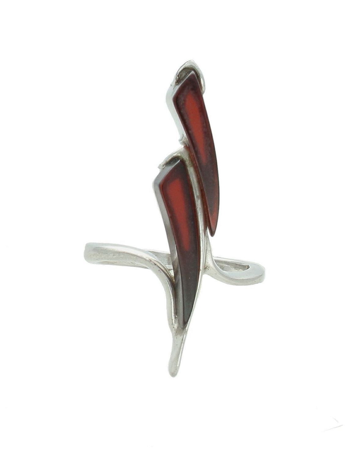 Srebrny pierścionek damski 925 dwa koniakowe bursztyny rozmiar 16 DIA-PRS-8626-925.jpg