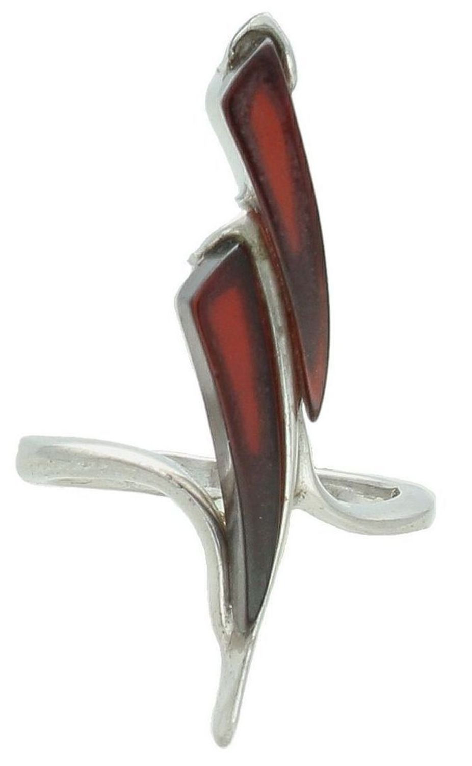 Srebrny pierścionek damski 925 dwa koniakowe bursztyny rozmiar 16 DIA-PRS-8626-925.jpg