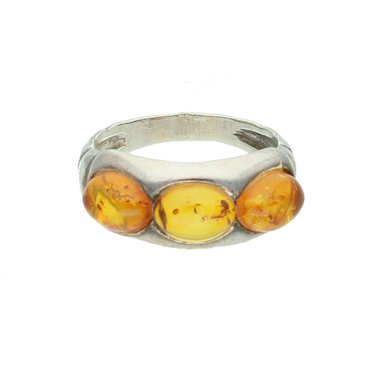 Srebrny pierścionek damski 925 trzy bursztyny rozmiar 16 DIA-PRS-8629-925. Biżuteria z bursztynami..jpg