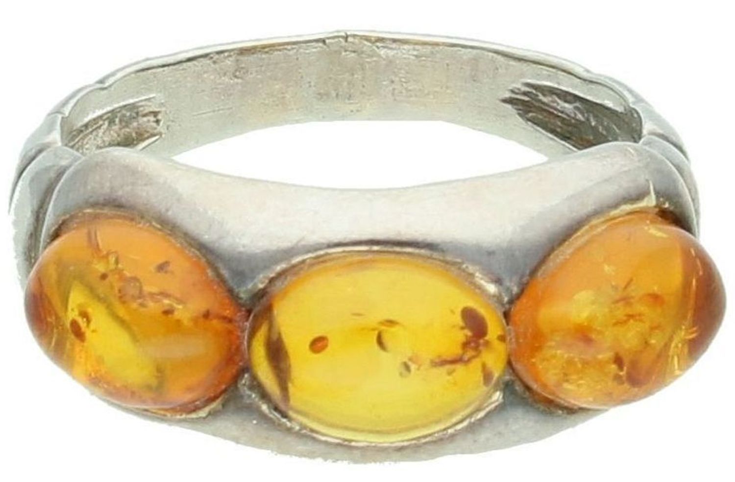 Srebrny pierścionek damski 925 trzy bursztyny rozmiar 16 DIA-PRS-8629-925. Biżuteria z bursztynami..jpg