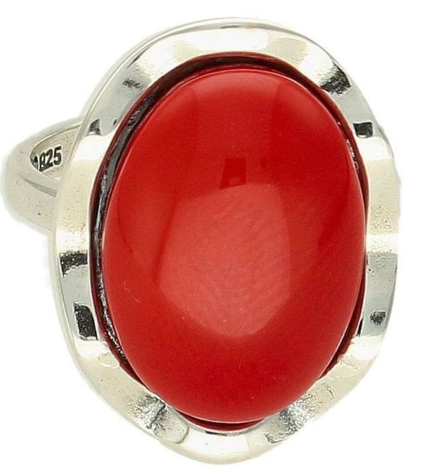 Srebrny pierścionek damski 925 Czerwona piękność DIA-PRS-8859-925. Pierścionek srebrny z dużym oczkiem Koralu syntetycznego wykonany z wysokiej jakości srebra próby 925 z dbałością o każdy szczegół5.jpg