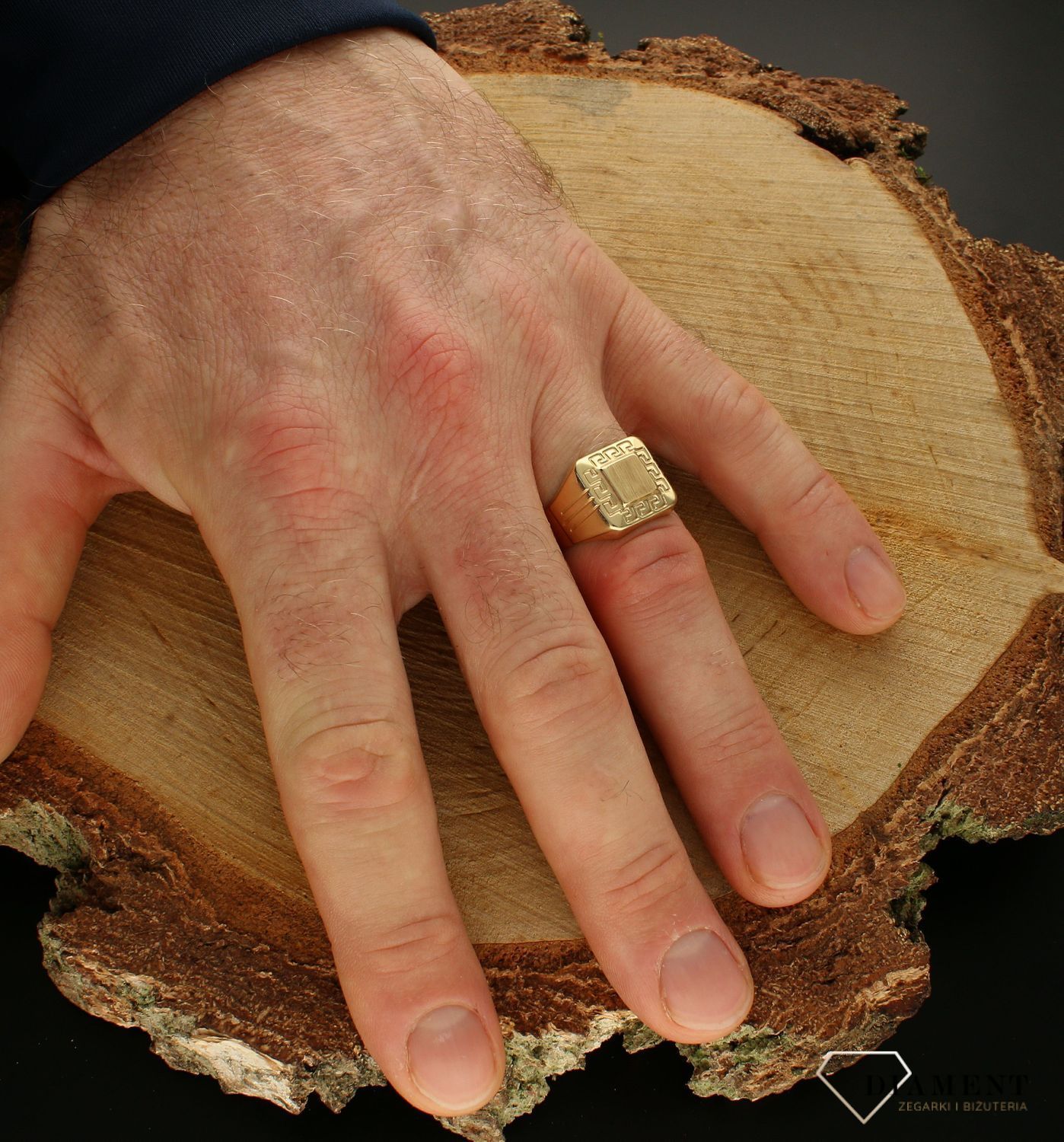 Złoty sygnet 585 'Droga grecka' DIA-PRS-8874-585.jpg