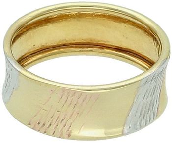 Złoty pierścionek damski trójkolorowy grawerowany - DIA-PRS-8881-585.jpg