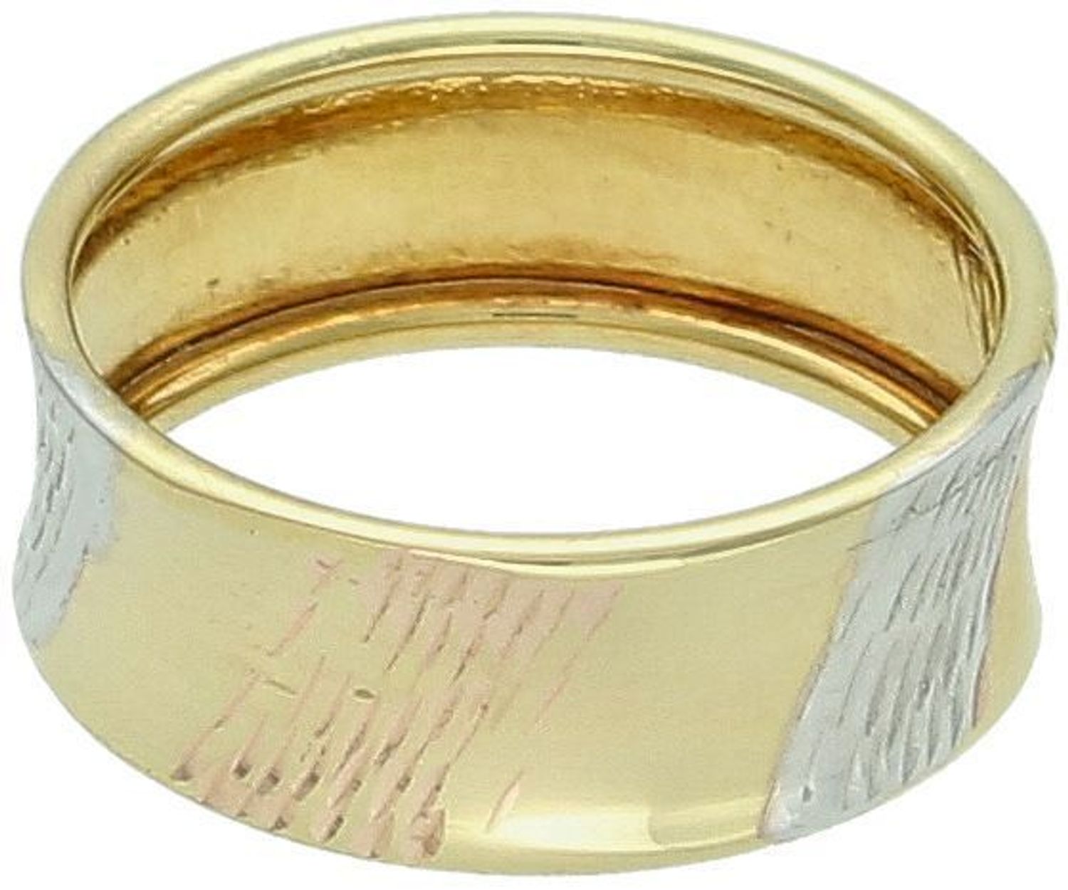 Złoty pierścionek damski trójkolorowy grawerowany - DIA-PRS-8881-585.jpg