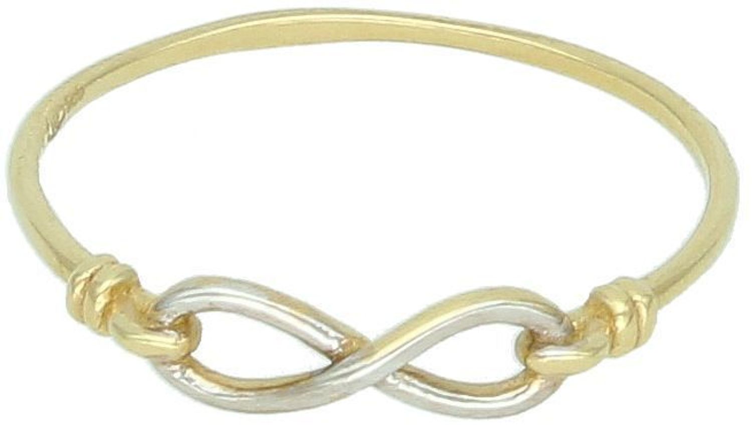 Złoty pierścionek damski 585 z symbolem nieskończoności. Model DIA-PRS-8910-585 z żółtego i białego złota, waga 0,81 g, rozmiar 14. Delikatna biżuteria z przesłaniem.1.jpg