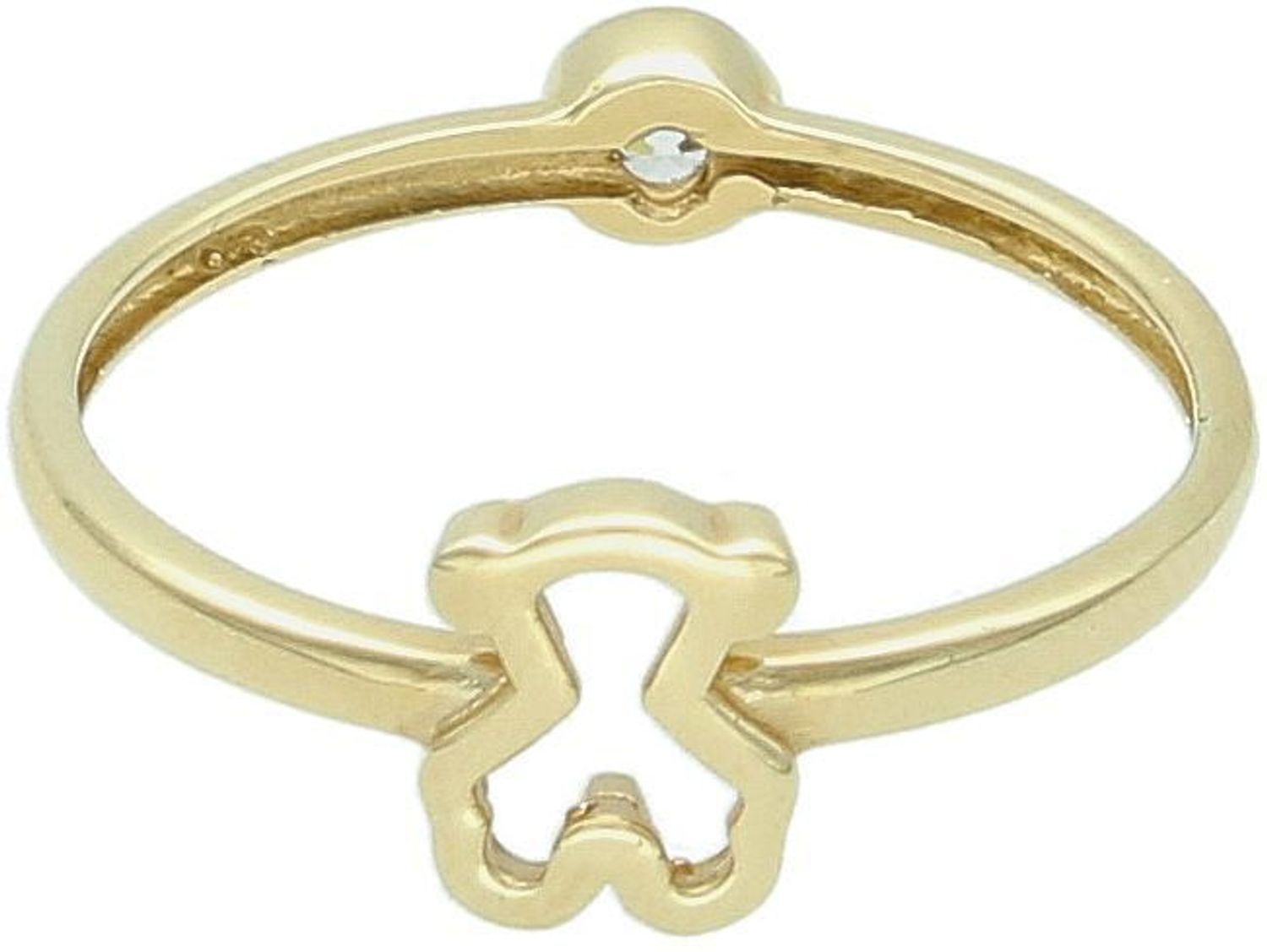 Złoty pierścionek damski dwustronny z misiem i cyrkonią – próba 585  DIA-PRS-8911-585 Au.jpg