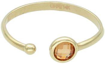 Asymetryczny pierścionek złoty 585 z pomarańczową cyrkonią (6 mm) i złotą kuleczką (2 mm). Przerywana forma, waga 1,62 g. Model DIA-PRS-8912-585 – nowoczesna elegancja.1.jpg