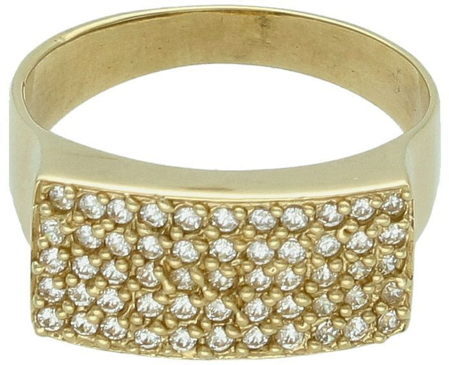 Złoty pierścionek rząd cyrkonii próba 585, DIA-PRS-8923-585. Złoty pierścionek z rzędem cyrkonii to elegancka biżuteria, która łączy klasyczną złotą oprawę z blaskiem cyrkonii. 1.jpg