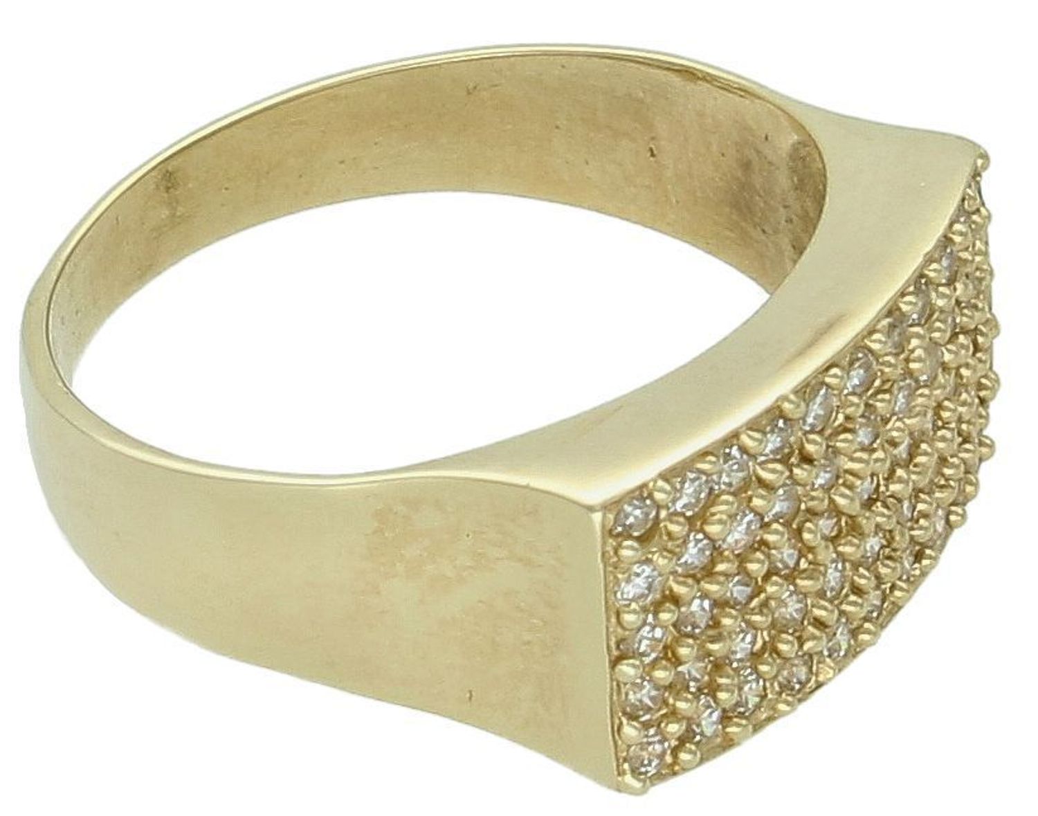 Złoty pierścionek rząd cyrkonii próba 585, DIA-PRS-8923-585. Złoty pierścionek z rzędem cyrkonii to elegancka biżuteria, która łączy klasyczną złotą oprawę z blaskiem cyrkonii. 1.jpg