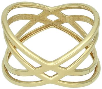 Złoty pierścionek damski próby 585, szeroki, o eleganckim designie. Rozmiar 18, szerokość górnej części 1,4 cm, dolna część 6 mm. Waga 3,46 g.1.jpg