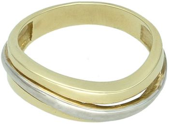 Złoty pierścionek damski próby 585 ozdobiony elementem z białego złota. Górna część 7 mm, szyna 4 mm, waga 4,57 g. DIA-PRS-8933-585 – stylowa elegancja i kontrast.1.jpg