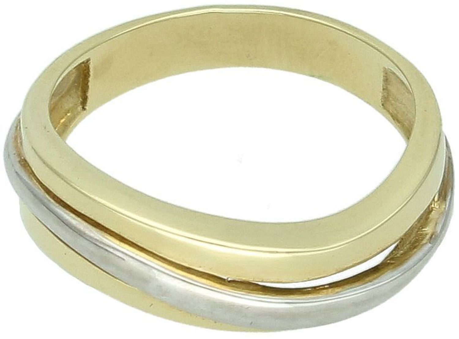 Złoty pierścionek damski próby 585 ozdobiony elementem z białego złota. Górna część 7 mm, szyna 4 mm, waga 4,57 g. DIA-PRS-8933-585 – stylowa elegancja i kontrast.1.jpg