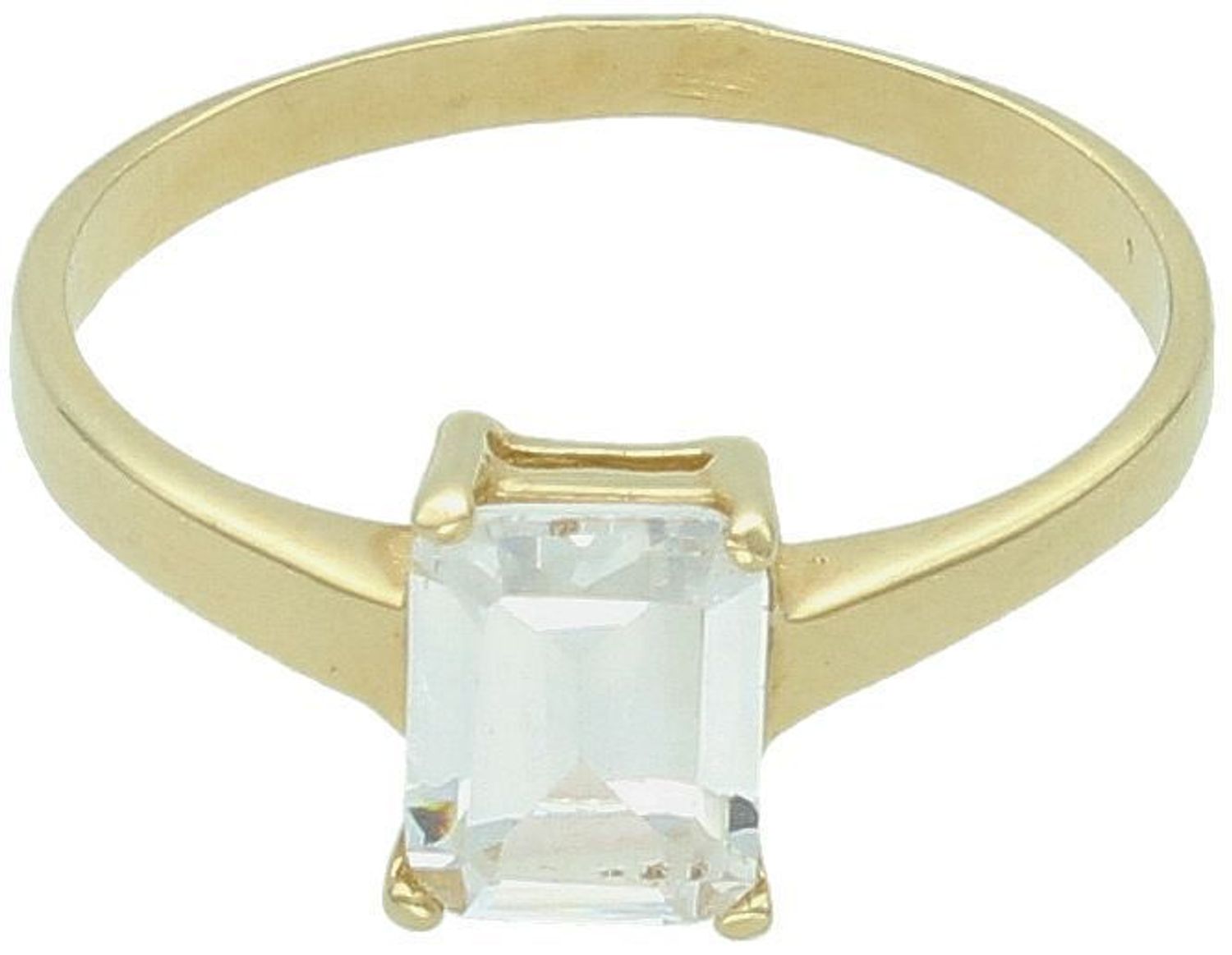 Złoty pierścionek próby 585 z prostokątną cyrkonią 6x8 mm. Klasyczna elegancja i ponadczasowy styl. 1.jpg