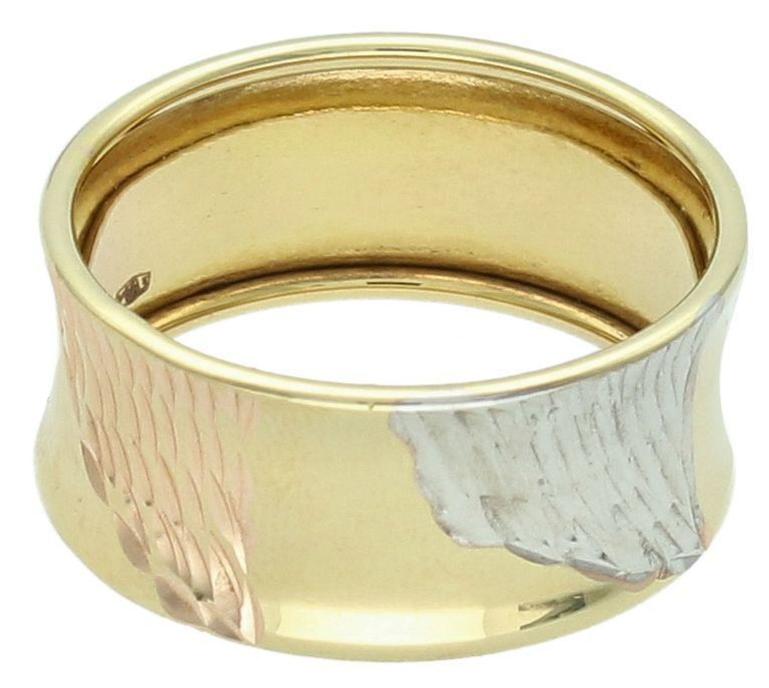 Pierścionek złoty szeroki trzy kolory złota grawerowana pr 585, DIA-PRS-8948-585 Au 1.jpg