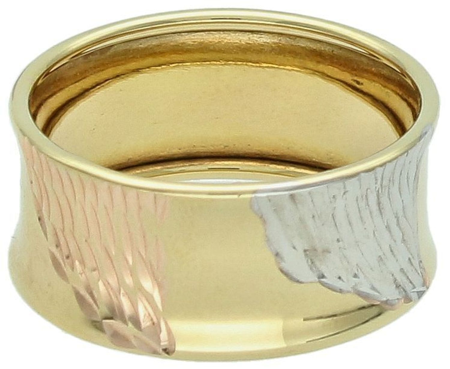 Pierścionek złoty szeroki trzy kolory złota grawerowana pr 585, DIA-PRS-8948-585 Au 1.jpg