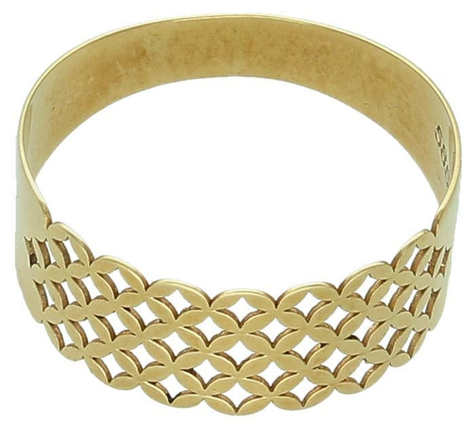 Złoty pierścionek ażurowe wzory próba 585 rozmiar 24, DIA-PRS-8955-585. Złoty pierścionek z prostymi, ażurowymi wzorami to doskonały wybór, jeśli zależy Ci na subtelnym, ale zarazem eleganckim 1.jpg