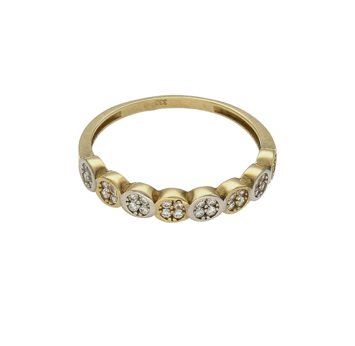 Złoty pierścionek damski obrączka z cyrkoniami 333 DIA-PRS-9149-333. Złoty pierścionek w nowoczesnej odsłonie świetnie się spraw.jpg