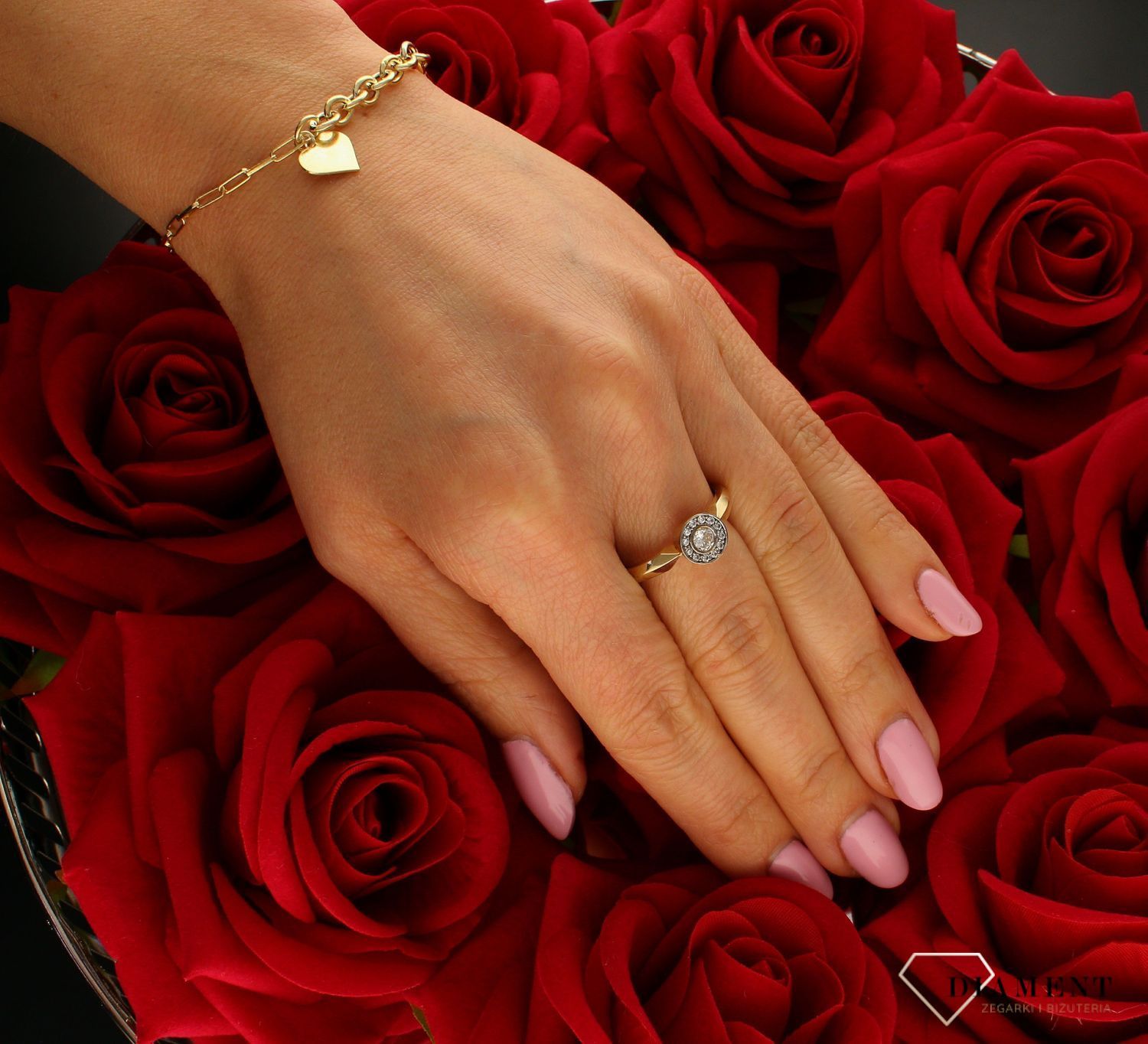 Złoty pierścionek 333 okrągłe oczko DIA-PRS-9151-333. Darmowa dostawa. Złote pierścionki na zaręczyny. Ponadczasowy wzór inspiro.jpg