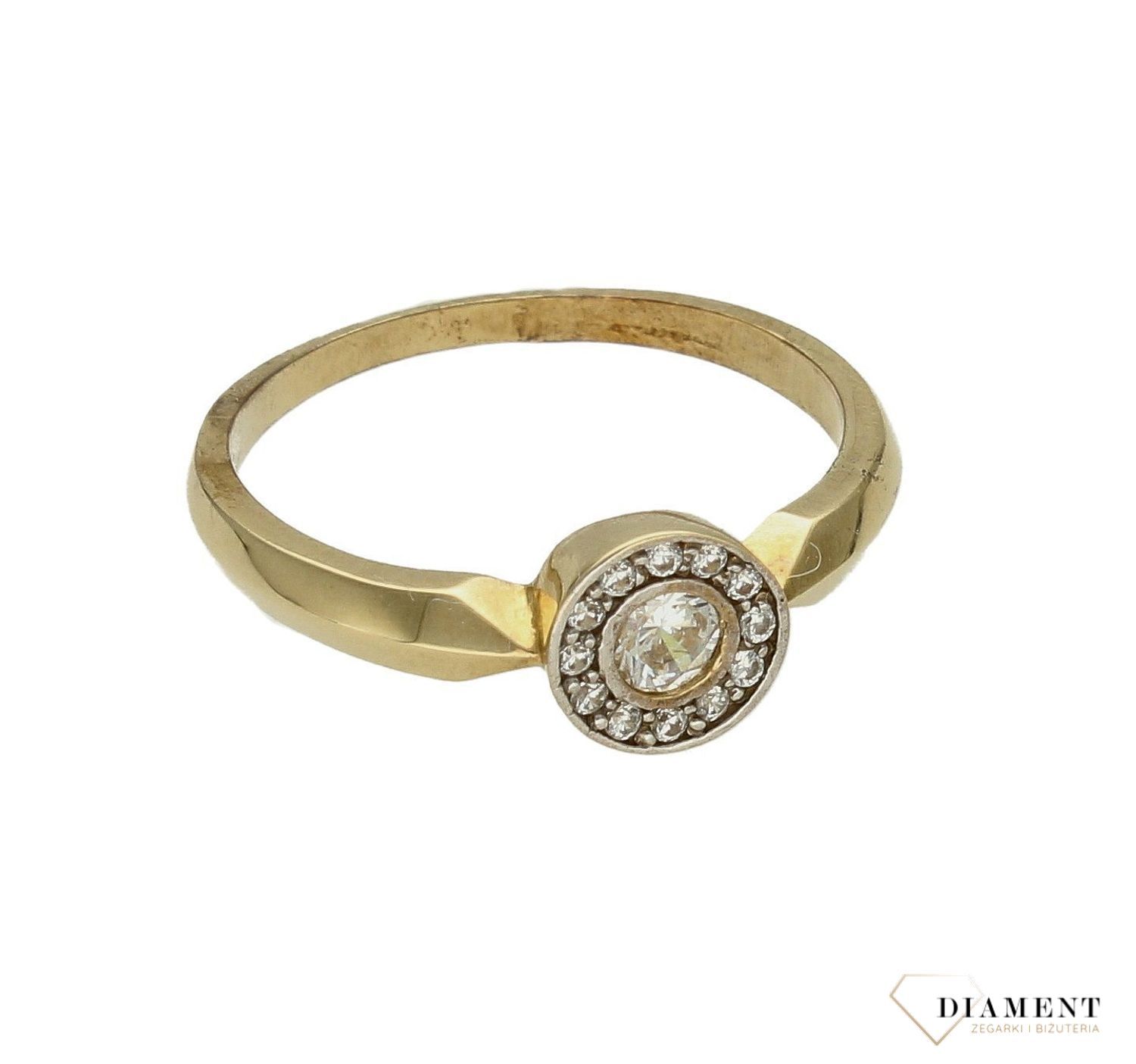 Złoty pierścionek 333 okrągłe oczko DIA-PRS-9151-333. Darmowa dostawa. Złote pierścionki na zaręczyny. Ponadczasowy wzór inspiro.jpg