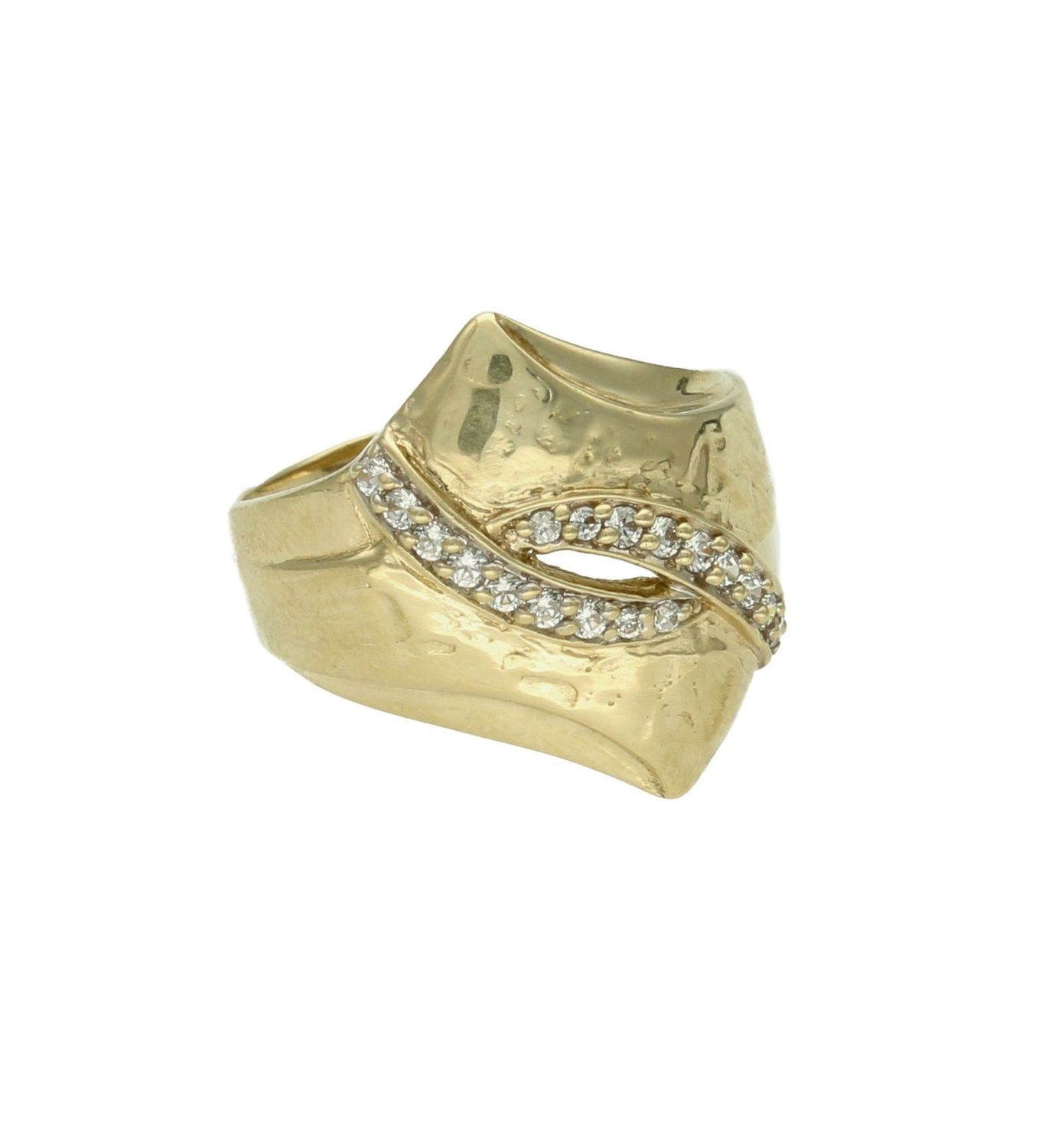 Złoty pierścionek 333 szeroki z pasmem cyrkonii DIA-PRS-9160-333. Złoty pierścionek szeroki ozdobiony pasmem cyrkonii. Piękny pierścionek wykonany z wysokiej jakości złota próby 333. Ponadczasowy wzór inspirowany ikonami szt (4).jpg