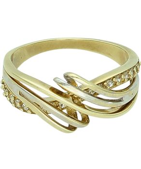 Złoty pierścionek damski fala z białym złotem 333 – cyrkonie, rozmiar 12.jpg