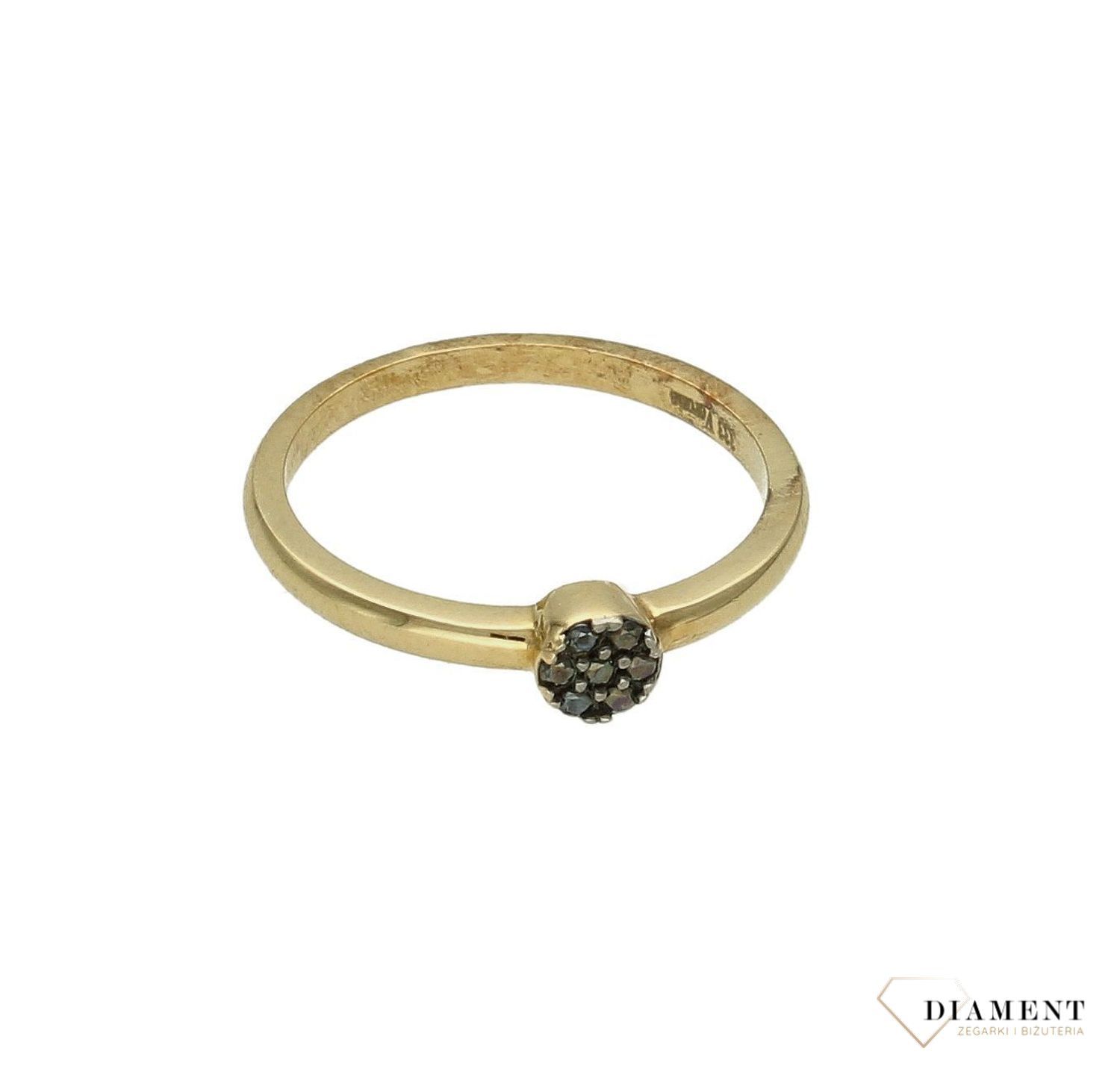 Złoty pierścionek damski Czarne oczko 333 DIA-PRS-9180-333. Modne połączenie kochane przez influencerki. Złoty pierścionek świet (3).jpg