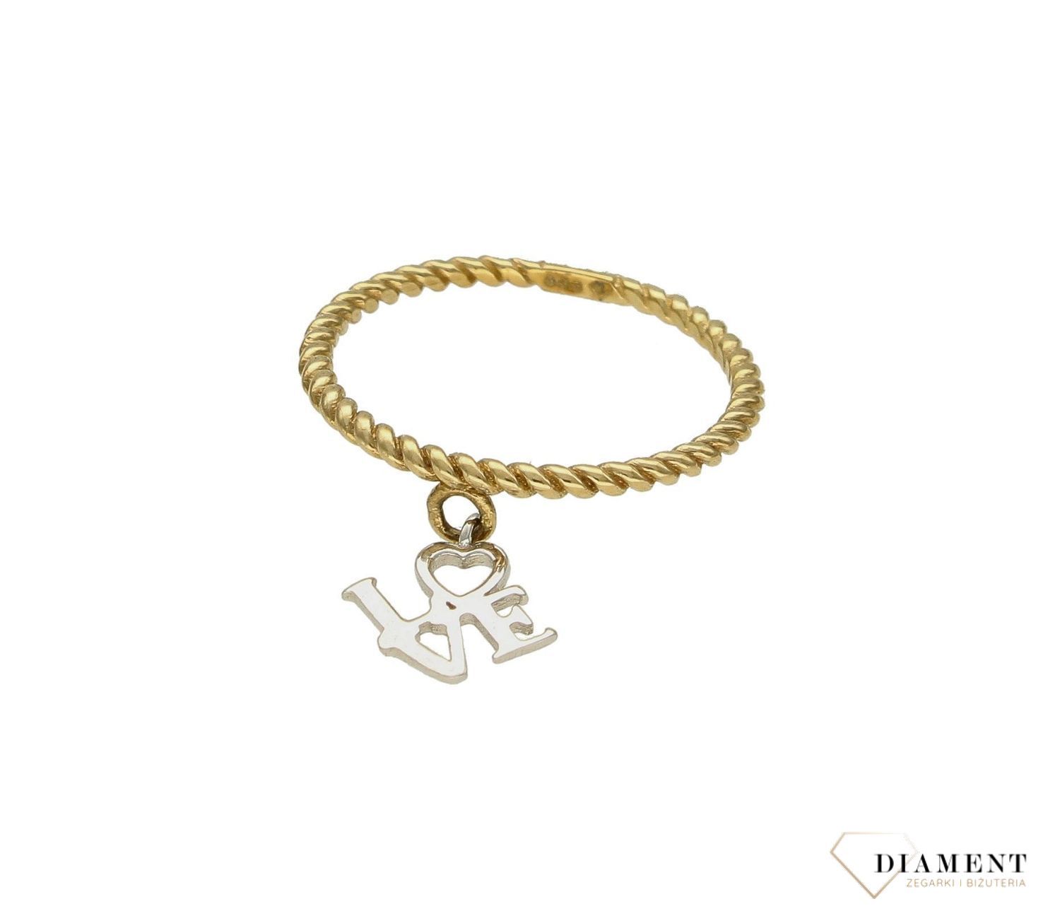 Złoty pierścionek damski 333 z zawieszką LOVE DIA-PRS-9184-333. Podaruj bliskiej osobie pierścionek z napisem “LOVE” - miłość. N (4).jpg
