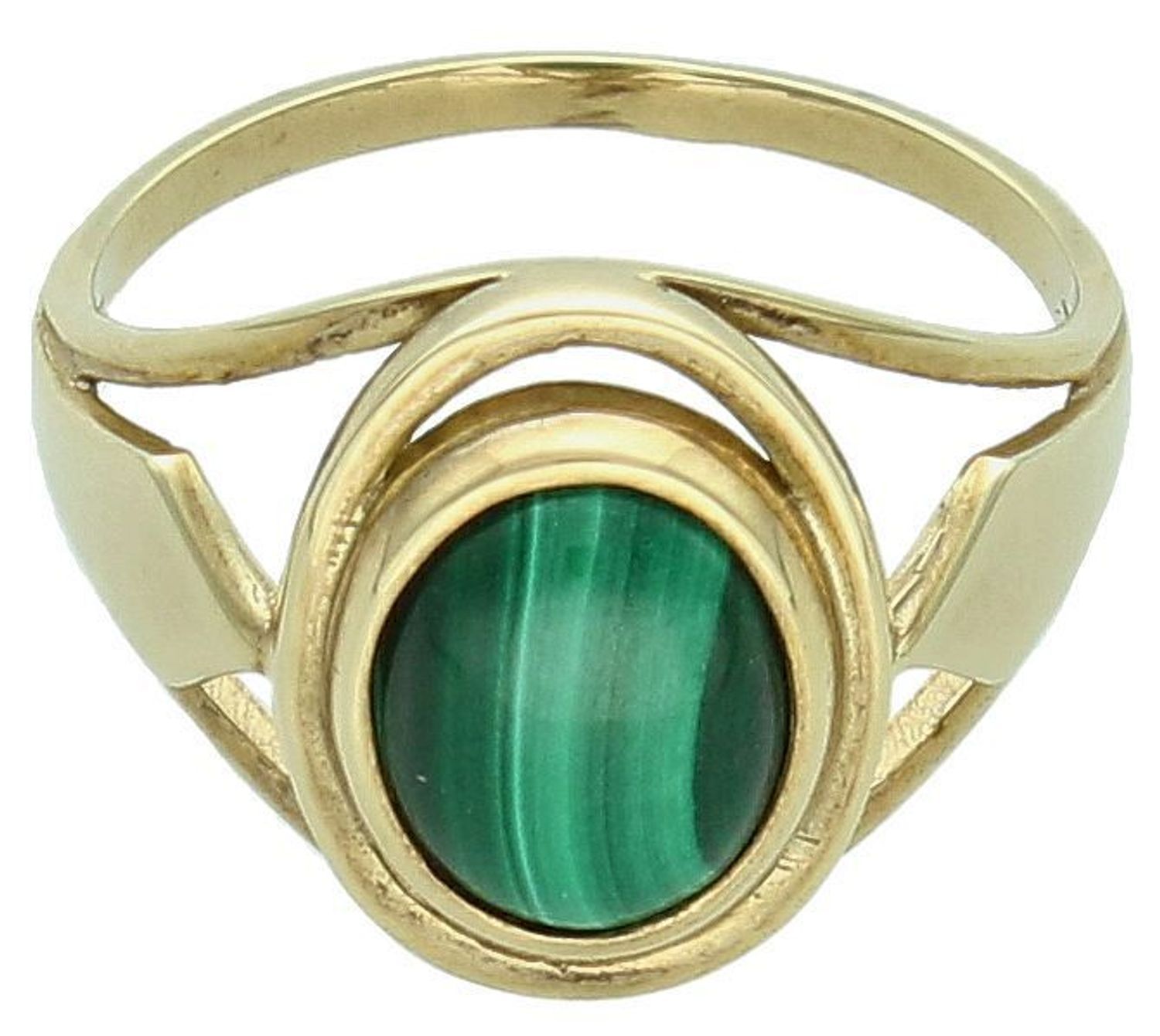 Złoty pierścionek z malachitem próba 333 rozmiar 13, DIA-PRS-9206-333. Piękny pierścionek wykonany z żółtego złota o próbie 333, który zachwyca subtelnym, ale wyjątkowym designem. Centralny 1.jpg
