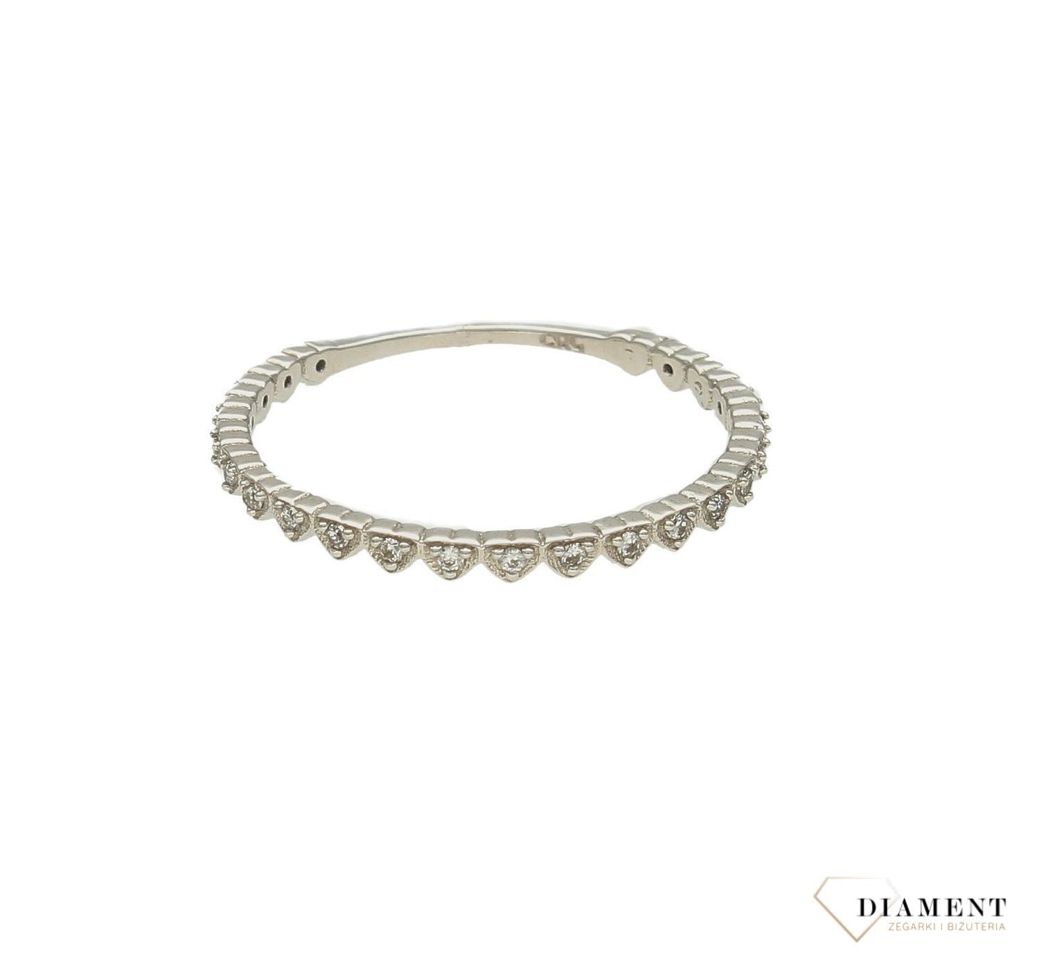 Białe złoto pierścionek damski drobne serca rozmiar 17 DIA-PRS-9223-585. Biżuteria z białego złota. Pierścionek będzie pięknym w (2).jpg