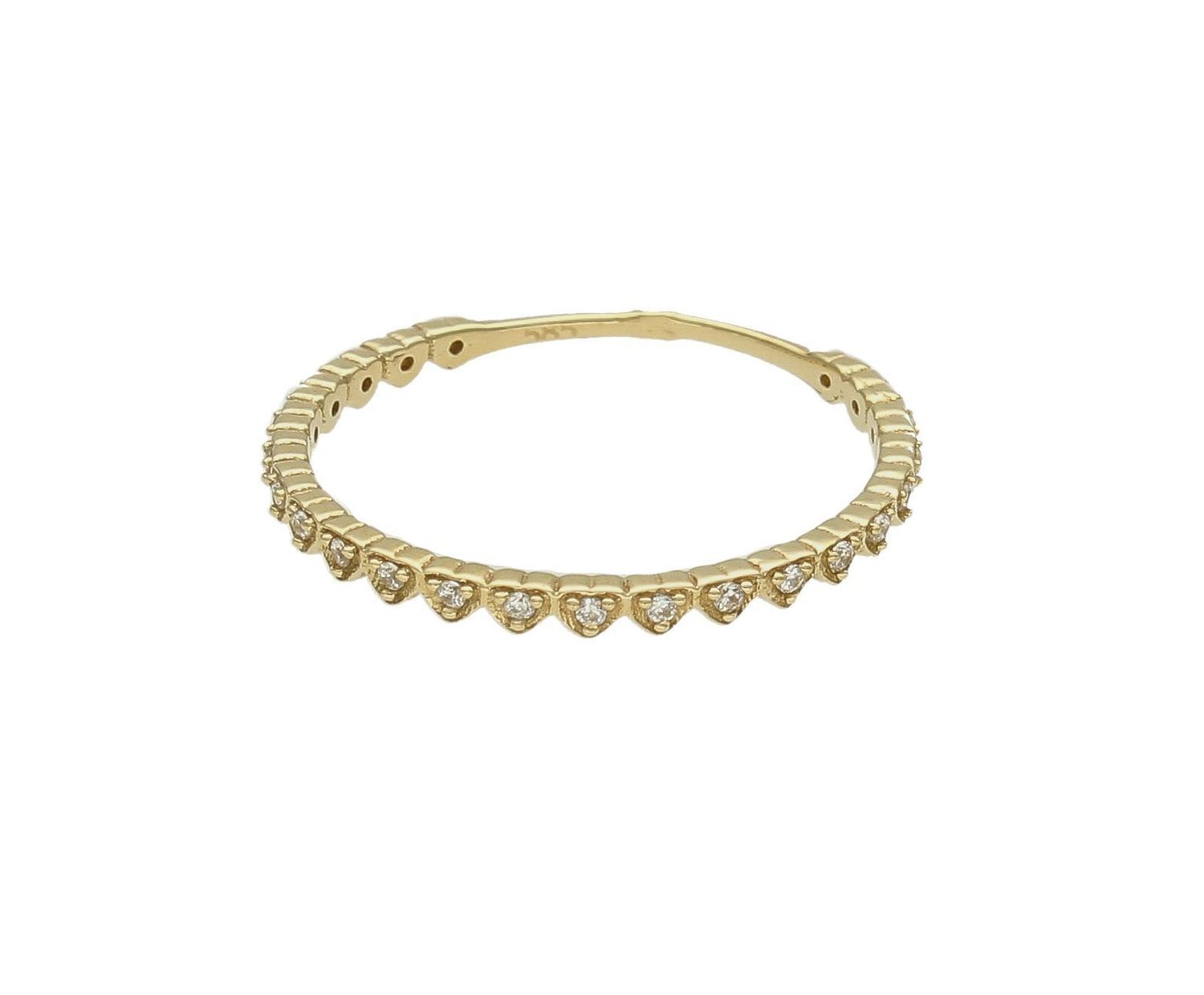 Złoty pierścionek 585 modułowe drobne serduszka rozmiar 17 DIA-PRS-9223Z-585 to złoty damski pierścionek wykonany z wysokiej próby żółtego złota 585. Wzór drobnych serduszek z cyrkoniami nadaje pierścionkowi nowoczesnego wyg (4).jpg