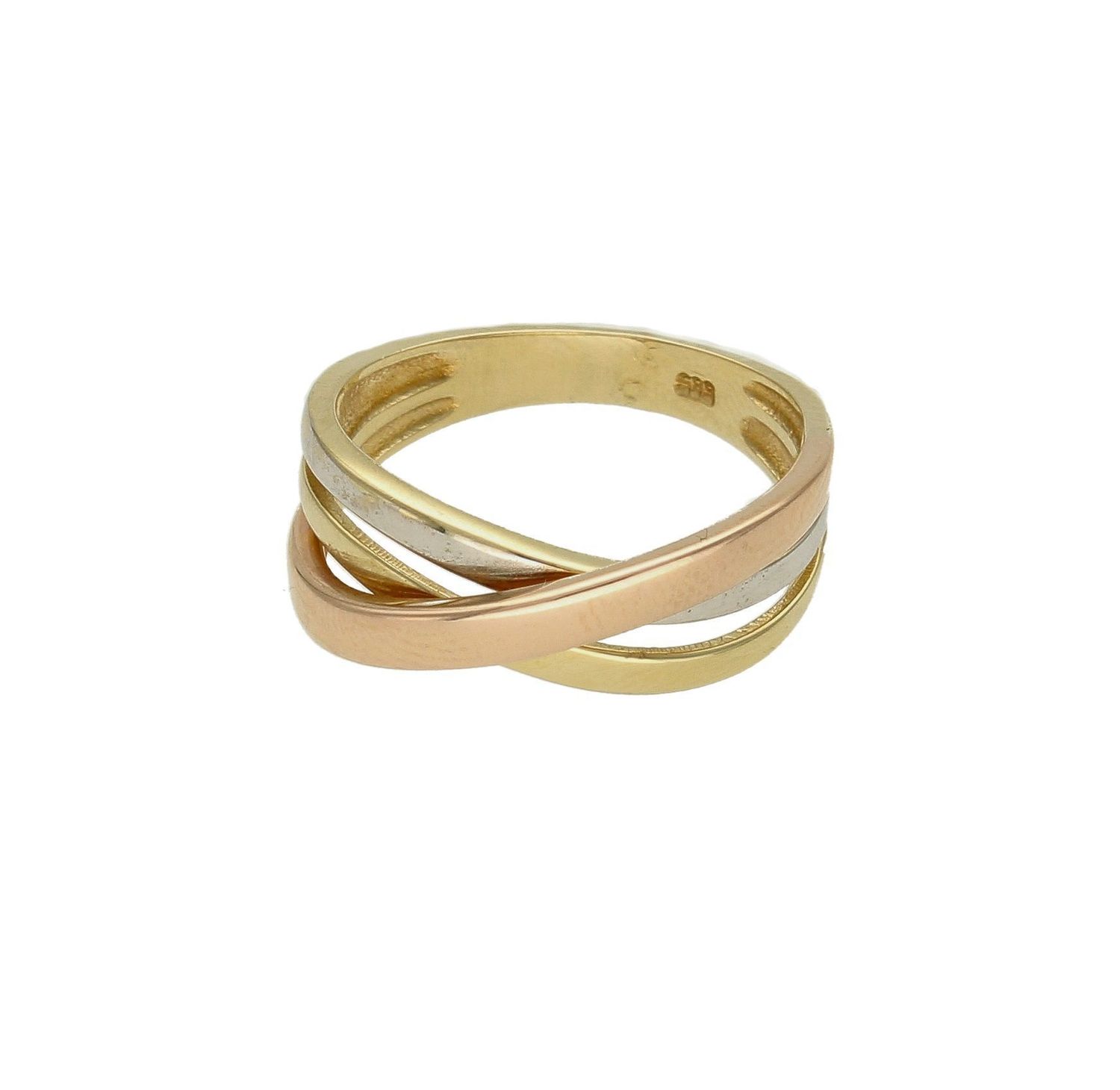 Złoty pierścionek 585 plecionka białe złoto rozmiar 16 DIA-PRS-9241-585  to złoty damski pierścionek wykonany z wysokiej próby żółtego i białego złota 585. Zastosowanie przeplatanki w z białego i żółtego złota nadają pierści (4).jpg
