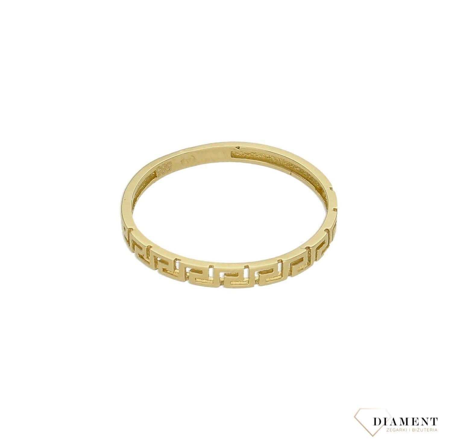 Złoty pierścionek damski 585 Droga grecka rozmiar 11 DIA-PRS-9242-585. Pierścionek na prezent z okazji rocznicy, jubileuszu, urodzin. Pierścionek będzie pięknym wyznaniem uczucia. Darmowa dostawa..jpg