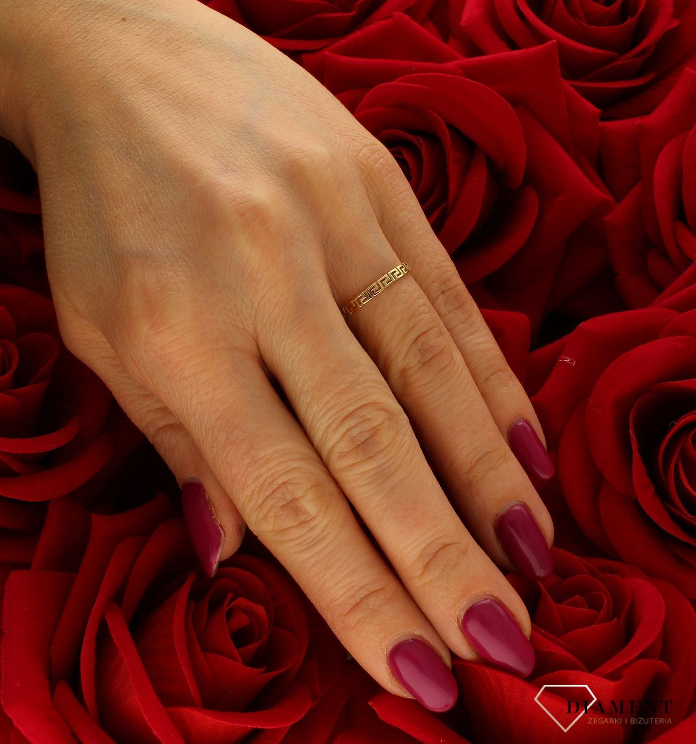 Złoty pierścionek damski 585 Droga grecka rozmiar 11 DIA-PRS-9242-585. Pierścionek na prezent z okazji rocznicy, jubileuszu, urodzin. Pierścionek będzie pięknym wyznaniem uczucia. Darmowa dostawa..jpg