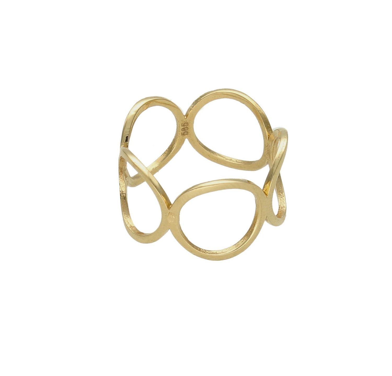 Złoty pierścionek obrączka złączone kółka szerokość 12 mm rozmiar 17 to złoty damski pierścionek wykonany z wysokiej próby złota 585. Idealne złączone kółka  o średnicy 12 mm nadają pierścionkowi nowoczesnego wyglądu (3).jpg