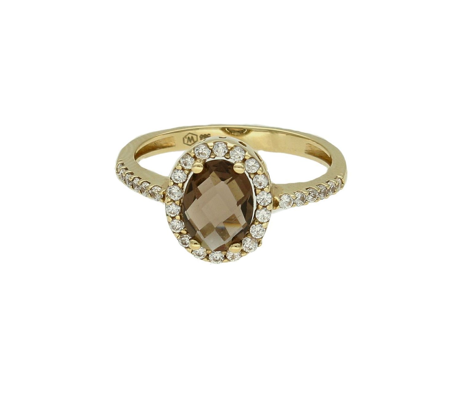 Złoty pierścionek damski owalna cyrkonia Zaręczynowy wzór rozmiar 14 to złoty damski pierścionek wykonany z wysokiej próby żółtego złota 585. Idealna bordowa  cyrkonia umieszczona wokół białych drobnych we wzorze zaręczynowy (4).jpg