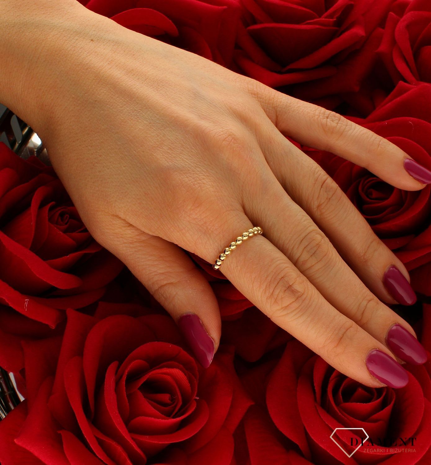 Złoty pierścionek damski 585 kuleczki rozmiar 15 DIA-PRS-9255-585.  Ponadczasowy wzór inspirowany ikonami sztuki jubilerskiej po (2).jpg