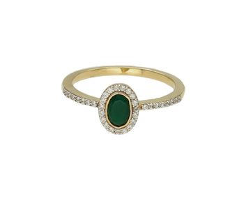 Złoty pierścionek 585 damski z zieloną cyrkonią DIA-PRS-9270-585. Przepiękny pierścionek, który został ozdobiony błyszczącymi cyrkoniami oraz jedną owalną w zielonym kolorze. Pierścionek z wysokiej jakości 14-karatowego złot (4).jpg
