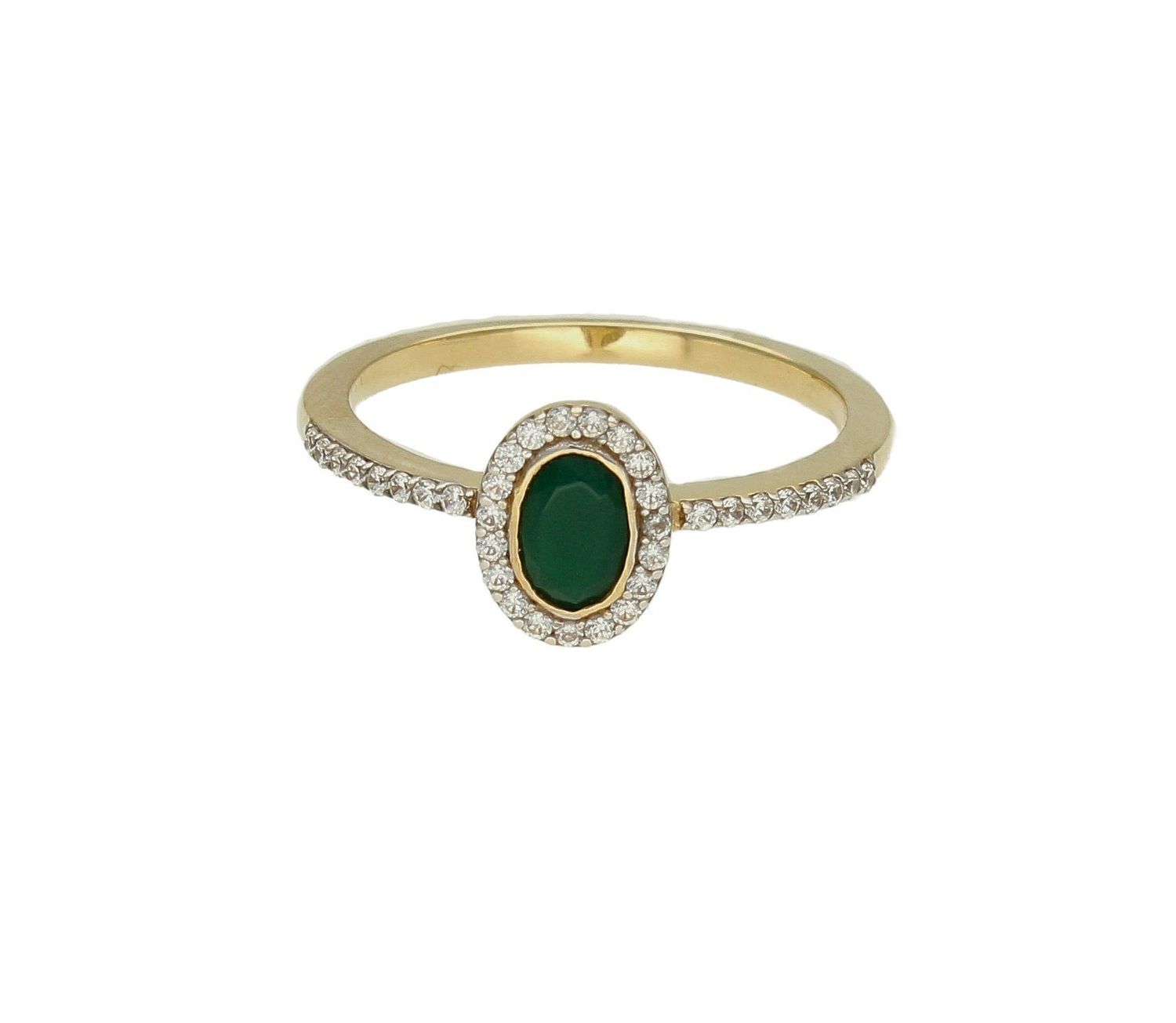 Złoty pierścionek 585 damski z zieloną cyrkonią DIA-PRS-9270-585. Przepiękny pierścionek, który został ozdobiony błyszczącymi cyrkoniami oraz jedną owalną w zielonym kolorze. Pierścionek z wysokiej jakości 14-karatowego złot (4).jpg