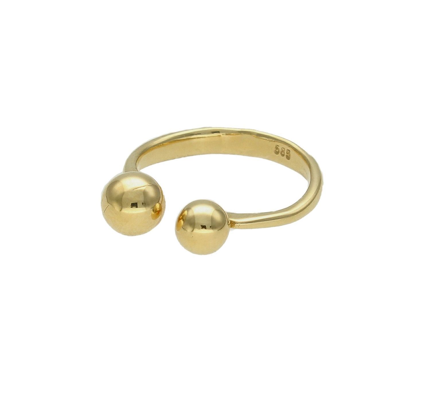 Złoty pierścionek damski 585 dwie kulki DIA-PRS-9273-585. Przepiękny pierścionek, który został ozdobiony dwoma kulkami. Pierścionek z wysokiej jakości 14-karatowego złota. Prosty pierścionek z motywem kulek. Idealny na preze (4).jpg