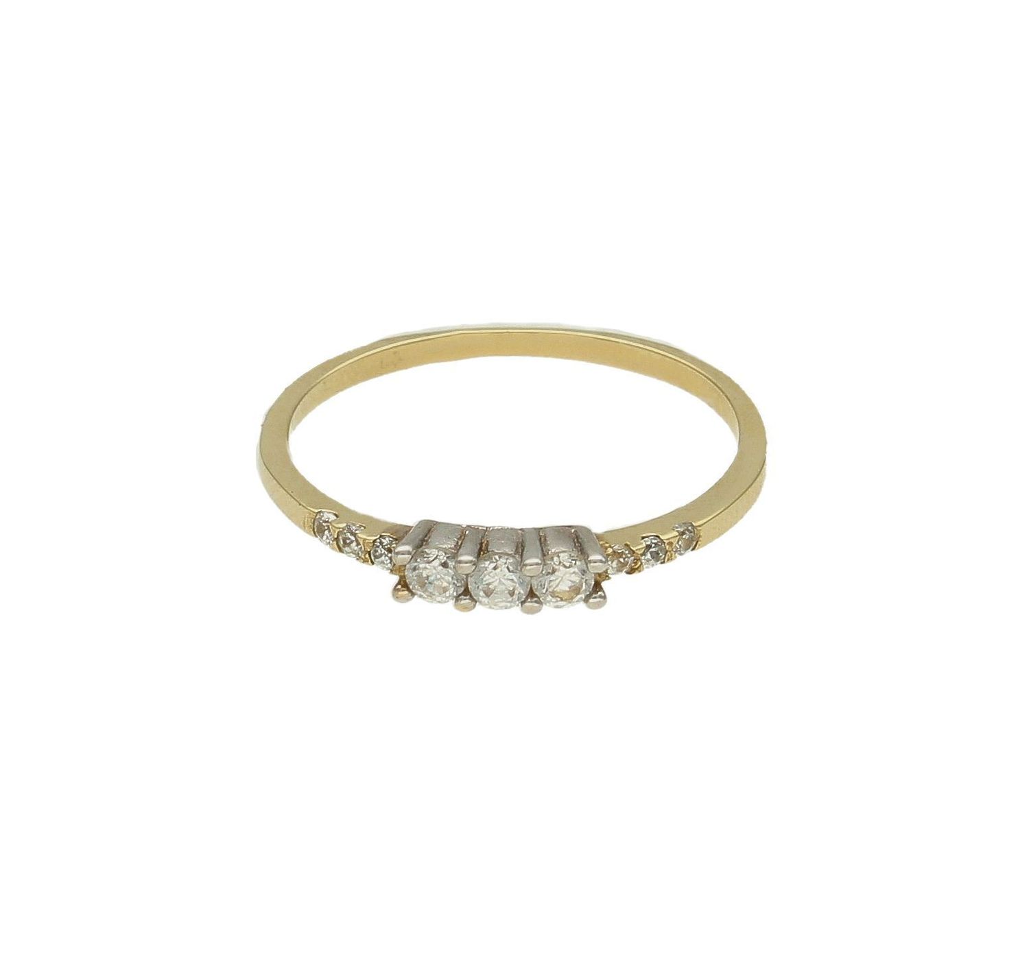 Złoty pierścionek damski 585 z trzema cyrkoniami DIA-PRS-9274-585. Pierścionek na zaręczyny. Złoty pierścionek świetnie się spra (3).jpg